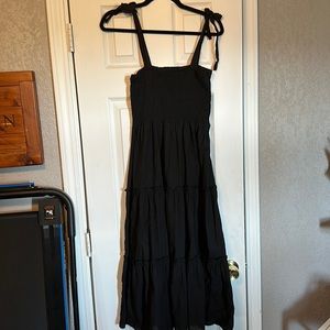 Pink Lily - Sz L - Black Tie Shoulder Midi Dress